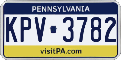 PA license plate KPV3782