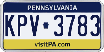 PA license plate KPV3783