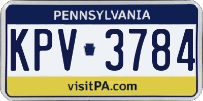 PA license plate KPV3784
