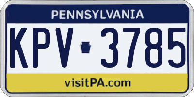 PA license plate KPV3785