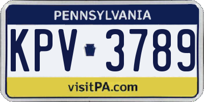 PA license plate KPV3789