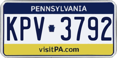 PA license plate KPV3792