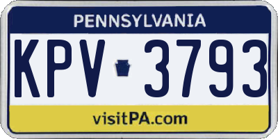 PA license plate KPV3793