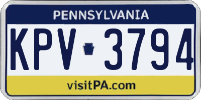 PA license plate KPV3794