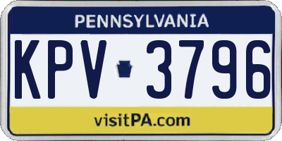 PA license plate KPV3796