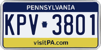 PA license plate KPV3801