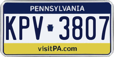 PA license plate KPV3807