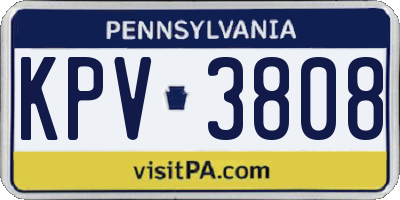 PA license plate KPV3808