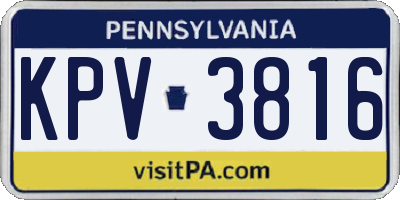 PA license plate KPV3816