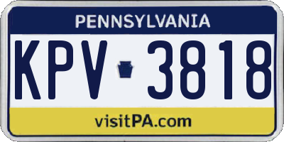PA license plate KPV3818
