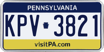 PA license plate KPV3821