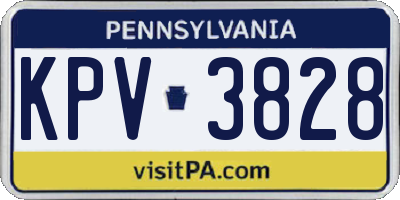 PA license plate KPV3828