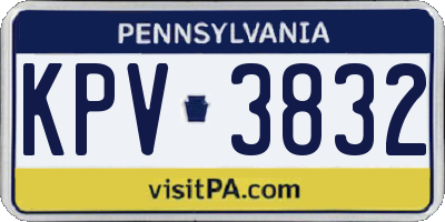 PA license plate KPV3832
