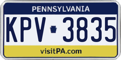 PA license plate KPV3835