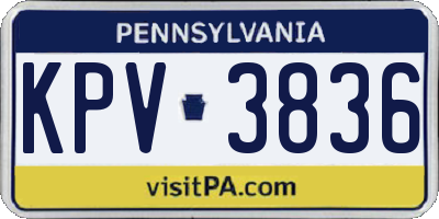 PA license plate KPV3836