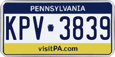PA license plate KPV3839