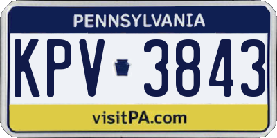 PA license plate KPV3843