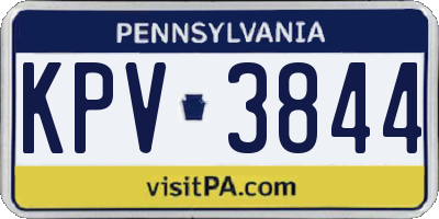 PA license plate KPV3844