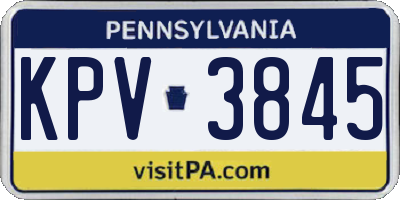 PA license plate KPV3845
