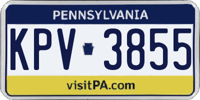 PA license plate KPV3855