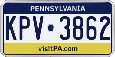 PA license plate KPV3862
