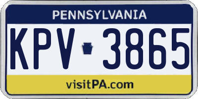 PA license plate KPV3865