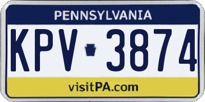 PA license plate KPV3874