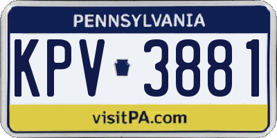 PA license plate KPV3881