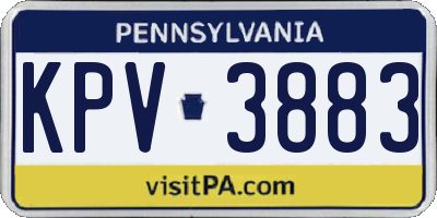 PA license plate KPV3883