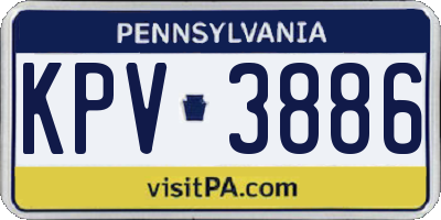 PA license plate KPV3886