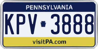PA license plate KPV3888