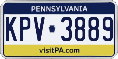 PA license plate KPV3889