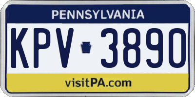 PA license plate KPV3890