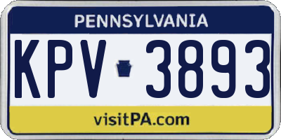 PA license plate KPV3893