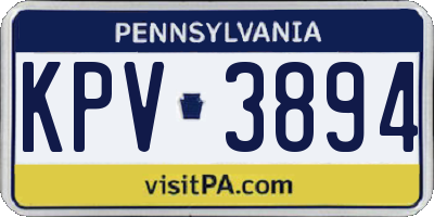 PA license plate KPV3894
