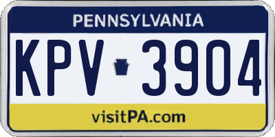 PA license plate KPV3904