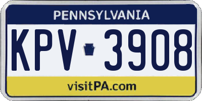 PA license plate KPV3908