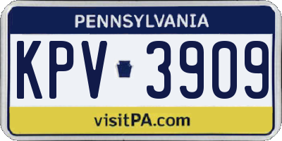 PA license plate KPV3909