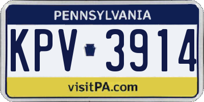PA license plate KPV3914