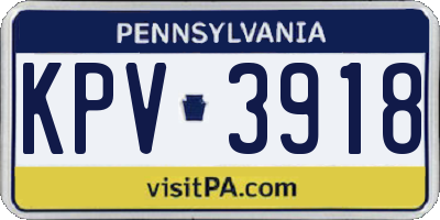 PA license plate KPV3918