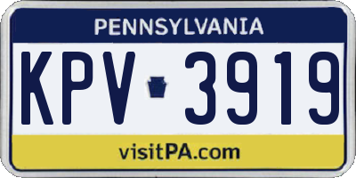 PA license plate KPV3919