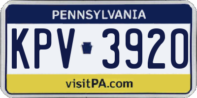 PA license plate KPV3920