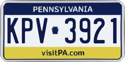 PA license plate KPV3921