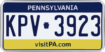 PA license plate KPV3923