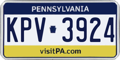 PA license plate KPV3924