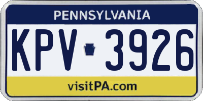 PA license plate KPV3926