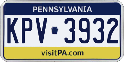 PA license plate KPV3932