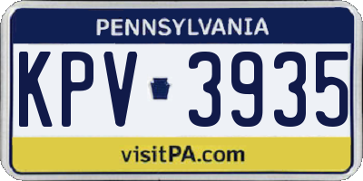 PA license plate KPV3935