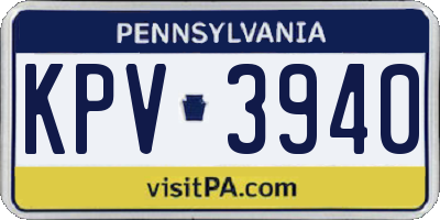PA license plate KPV3940