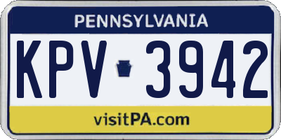 PA license plate KPV3942